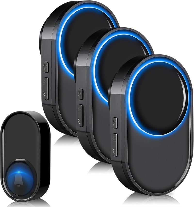 PHYSEN Store Wireless Doorbell with 3 Receivers 1 Button, Door Bell Ringer Wireless - 1300 Ft Range, 58 Melodies, 5 Volume Levels, LED Flash - Waterproof Wireless Doorbells for Home Classroom - Image 1